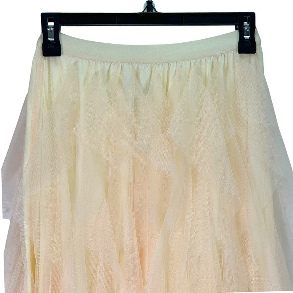 Strut & Bolt Cream Tiered Tulle Maxi Skirt Ruffle Mesh NWT Fairycore Size Small - Picture 10 of 14